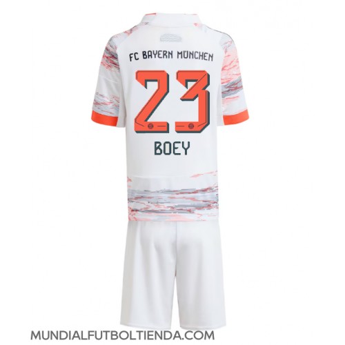 Camiseta Bayern Munich Sacha Boey #23 Segunda Equipación Replica 2025-26 para niños mangas cortas (+ Pantalones cortos)